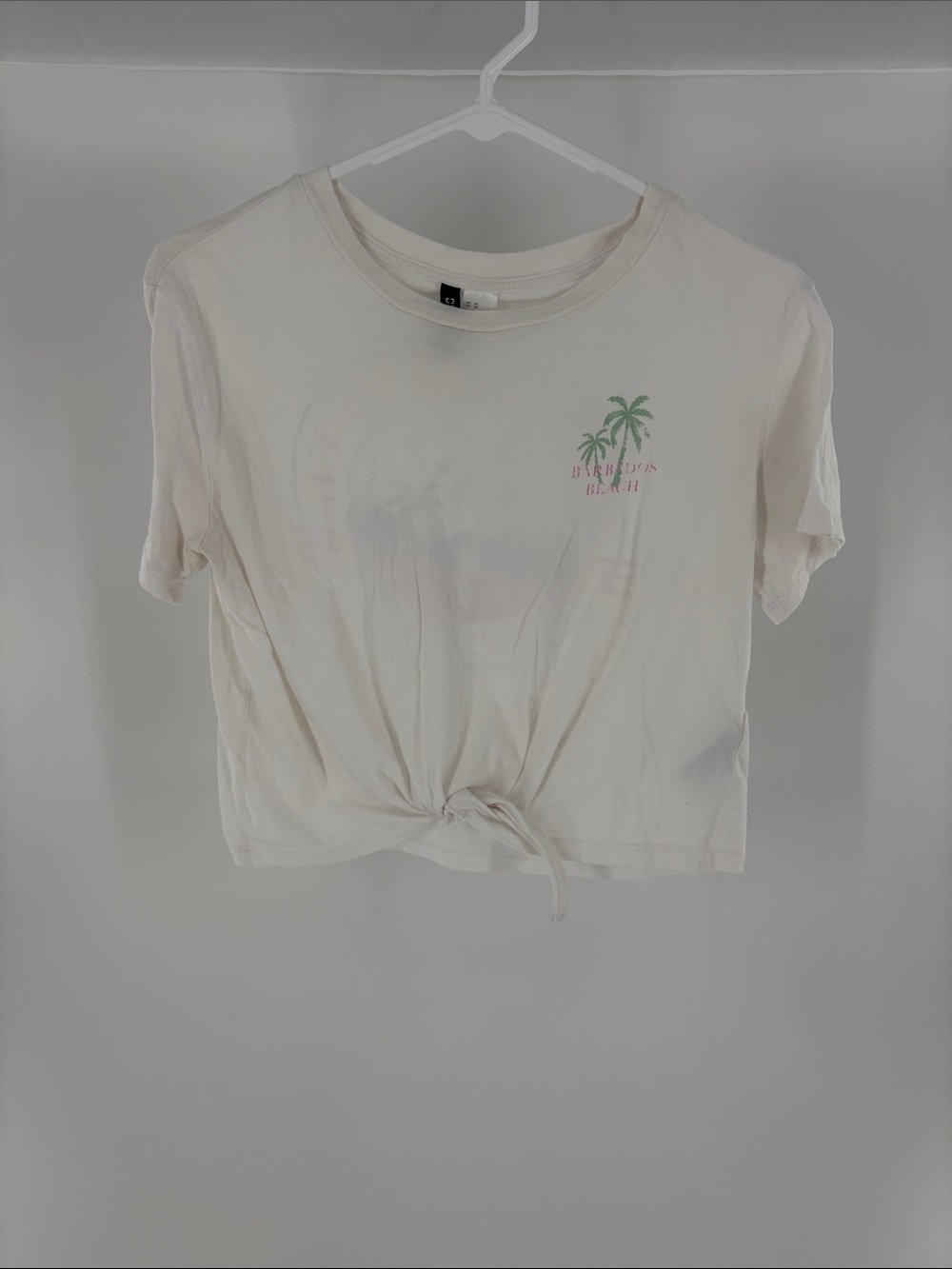 Divided White Tie-Front Palm Crop Tee